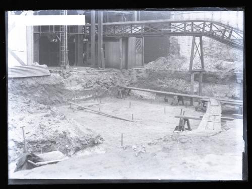 Glass Photographic Negative Aberdeen Gas Works Coke Yard Showing Foundations Being Pegged Out.