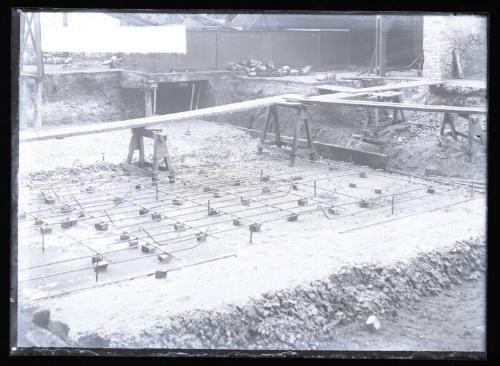 Glass Photographic Negative Aberdeen Gas Works Coke Yard Showing Foundations Fully Pegged Out.