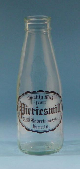 One Pint Milk Bottle in associated with Pirriesmill Dairy