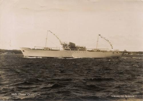 Postcard of MS Ocean Quen sent to Chas H Munro, Aberdeen