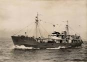 Black and white photograph showing port side view of the trawler Cape St Mary
