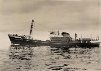 Black and white photograph showing port side view of the trawler Boston Fury