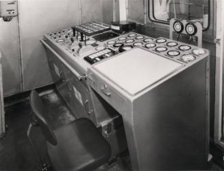 Black And White Photograph of ship's control on the Chemical Tanker Silverharrier