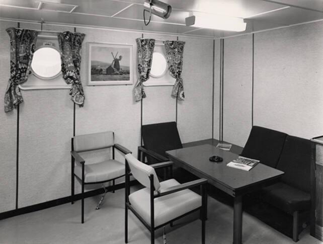 Black And White Photograph of the catering staff recreation room on the Chemical Tanker Silverh…