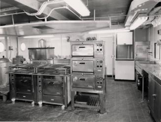 Black And White Photograph of the galley on the Chemical Tanker Silverharrier