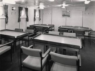 Black And White Photograph of the crew's mess on the Chemical Tanker Silverharrier