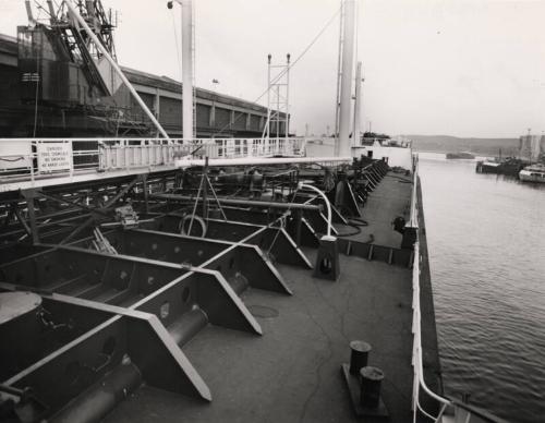 Black And White Photograph of the upper deck on the Chemical Tanker Silverharrier