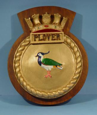 Circular Wooden Plaque Commemorating HMS Plover