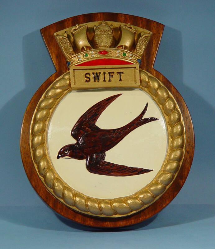 Circular Wooden Plaque Commemorating HMS Swift