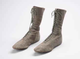 Pair Grey Suede Boots