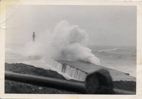 Photograph Showing The South Breakwater In Stormy Conditions