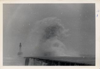 Photograph Showing The South Breakwater In Stormy Conditions