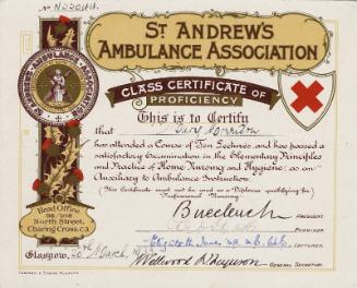 St Andrew's Ambulance Association Class Certificate of Proficiency