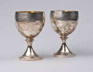 One of a pair of silver goblets made by William Jamieson and presented to John Law, Advocate, Aberdeen Shipmaster Society