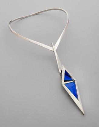 White Metal and Blue Plique a Jour Enamel Neckpiece