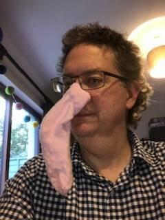 Digital Photograph Showing a Man with Sock as an Elephant Nose