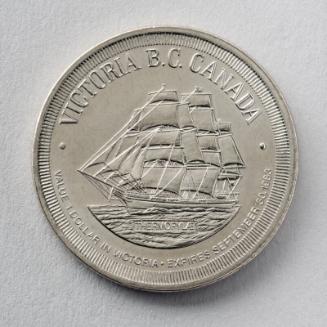 Victoria BC CANADA 1983 Trade DOLLAR Token with Fast Clipper Ship Thermopylae 