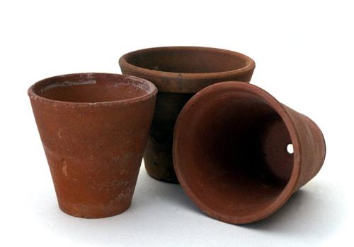 3 Terracotta flower pots by  Seaton Pottery