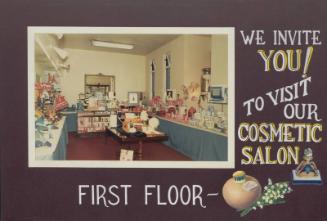 Framed Shop Advert: We Invite You to Visit the Cosmetic Salon First Floor