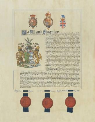 Framed Certificate giving the National Dock Labour Board a Set of Armorial Bearings