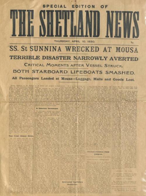 newspaper special edition about the wreck of St SUNNIVA (I)