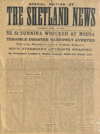 newspaper special edition about the wreck of St SUNNIVA (I)