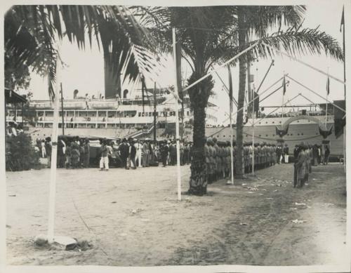 38. Native Guard of Honour await arrival of the party from England at the Railway Jetty Lobito