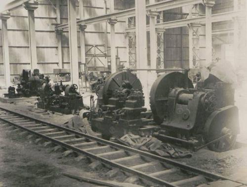 73. Huambo. Machine shop showing wheel lathe