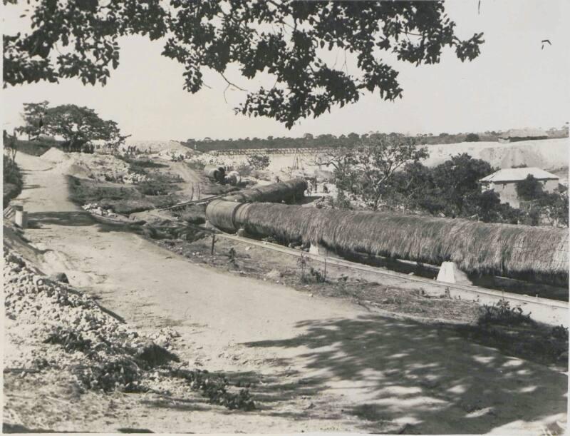 93. Quando Dam. A section of completed pipe line N.B. Covered with grass for protection against heat until water flows through