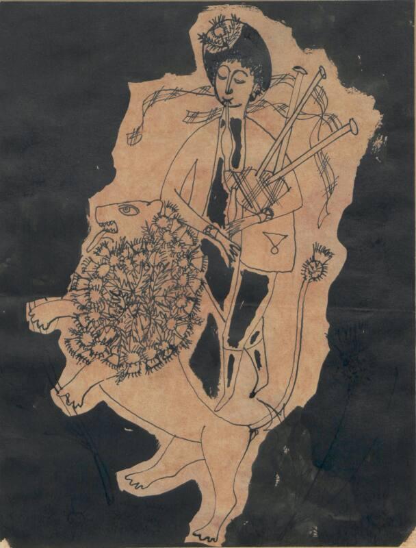 Bagpiper with Lion