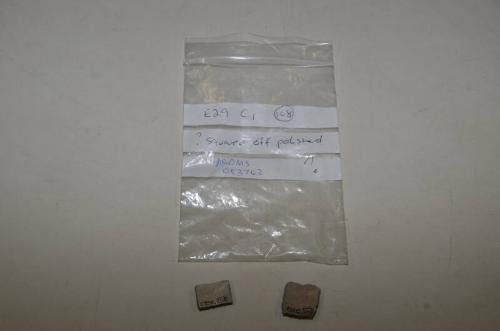 E29 2 Squared Pot Sherds - Counters Possibly