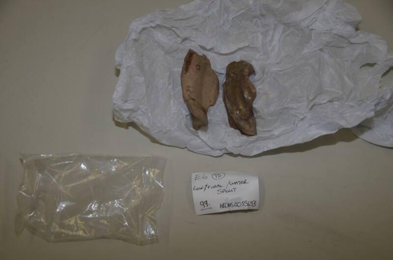 E6 Roof Finial Or Water Spout, Fabric 8, Green/Brown External Glaze