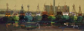 'Blockade' tapestry painting of Fishing Blockade in Aberdeen Harbour