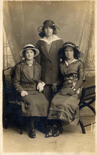 Portrait Postcard: Three young girls in smart clothes 