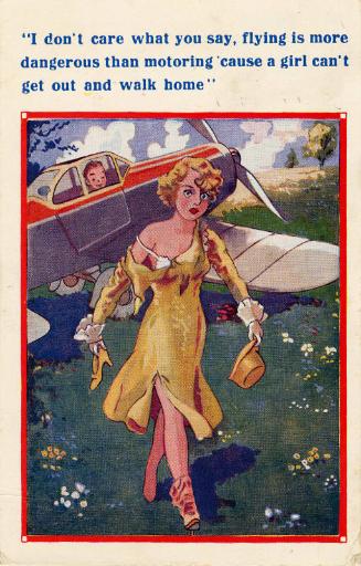 Comic Postcard - Flying is More Dangerous than Motoring