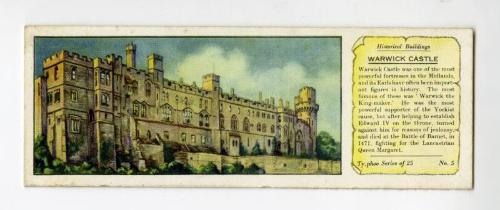 Typhoo Tea Card - "Historical Buildings" series - No. 5  Warwick Castle