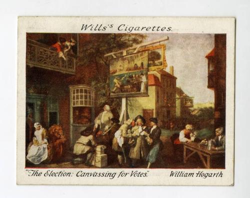 Will's Cigarette Card - "British School of Painting" series - No. 1  The Election: Canvassing For Votes by William Hogarth