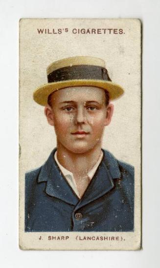 Will's Cigarette Card - "Cricketers" series - No. 22  J. Sharp (Lancashire)