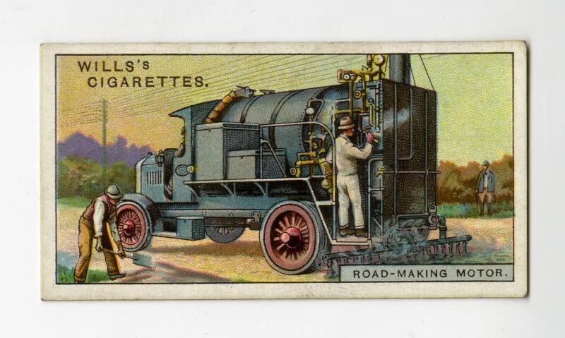 Wills's Cigarette Card - "Engineering Wonders" series - No. 46  Road-making Motor, U.S.A.