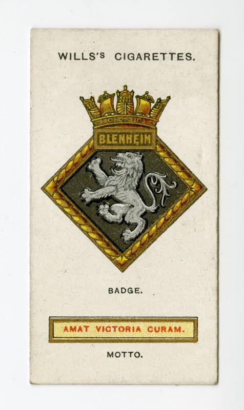 Ships' Badges Series, Wills's Cigarettes Card: No.43 Blenheim