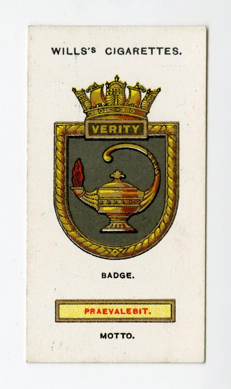 Ships' Badges Series, Wills's Cigarettes Card: No.31 Verity