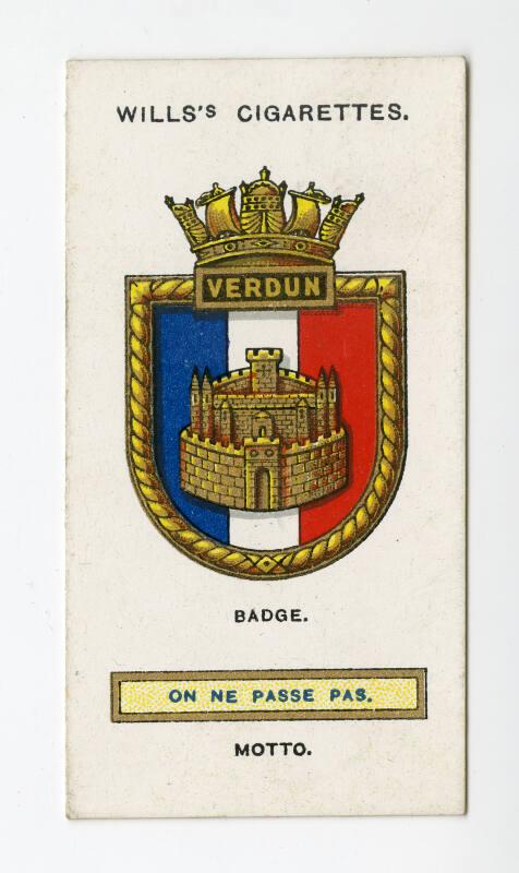 Ships' Badges Series, Wills's Cigarettes Card: No.30 Verdun