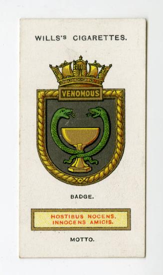 Ships' Badges Series, Wills's Cigarettes Card: No.29 Venomous