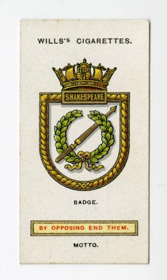 Ships' Badges Series, Wills's Cigarettes Card: No.22 Shakespeare