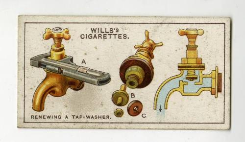 Household Hints Series, Wills's Cigarettes Card: No.45 Renewing a Tap-washer