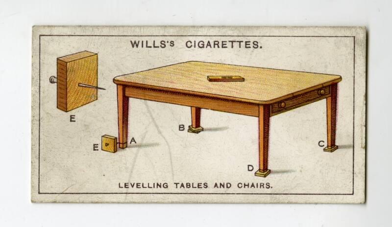 Household Hints Series, Wills's Cigarettes Card: No.44 Levelling Tables and Chairs