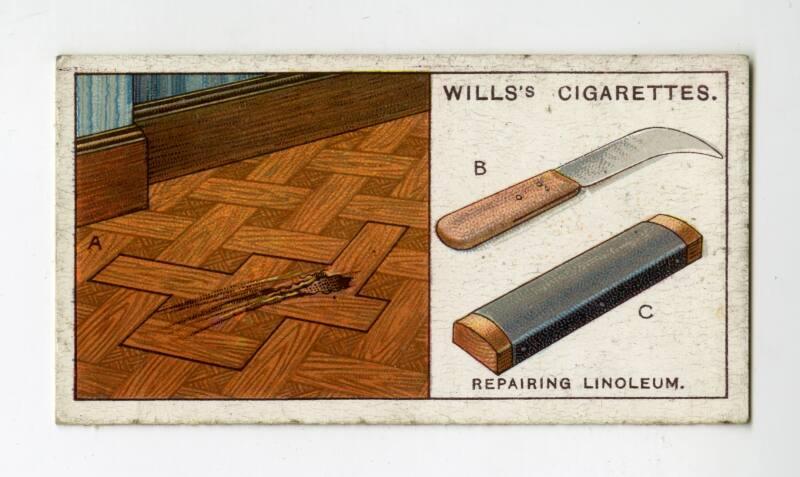 Household Hints Series, Wills's Cigarettes Card: No.27 Repairing Linoleum