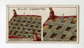 Household Hints Series, Wills's Cigarettes Card: No.10 Re-webbing a Chair