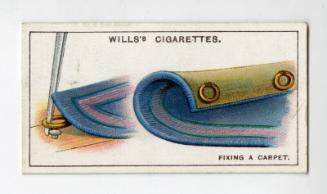 Household Hints Series, Wills's Cigarettes Card: No.7 Fixing a Carpet
