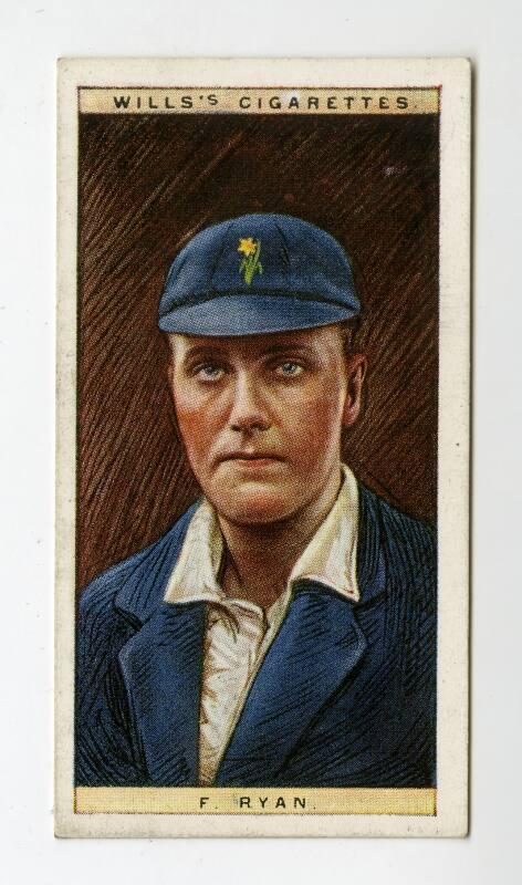 Cricketers, 1928 series, Wills's Cigarettes Card: No.38 F. Ryan (Glamorgan)